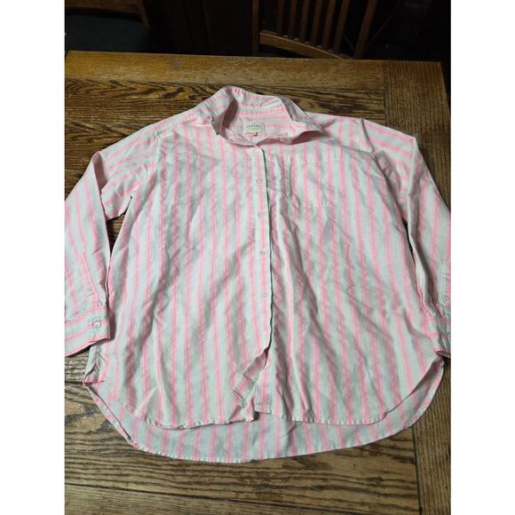 Sézane Max pink/white striped button down shirt sz 36 (US 4) - Picture 2 of 4